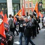 TUC's New Deal demo in central London, Saturday 12 May. GMB activists were marching for an end to zero hours contacts, an end to neglect of our public services and an end to Tory austerity.