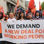 TUC's New Deal demo in central London, Saturday 12 May. GMB activists were marching for an end to zero hours contacts, an end to neglect of our public services and an end to Tory austerity.