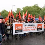 TUC's New Deal demo in central London, Saturday 12 May. GMB activists were marching for an end to zero hours contacts, an end to neglect of our public services and an end to Tory austerity.