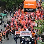 TUC's New Deal demo in central London, Saturday 12 May. GMB activists were marching for an end to zero hours contacts, an end to neglect of our public services and an end to Tory austerity.