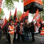 TUC's New Deal demo in central London, Saturday 12 May. GMB activists were marching for an end to zero hours contacts, an end to neglect of our public services and an end to Tory austerity.