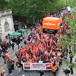 TUC's New Deal demo in central London, Saturday 12 May. GMB activists were marching for an end to zero hours contacts, an end to neglect of our public services and an end to Tory austerity.