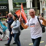 TUC's New Deal demo in central London, Saturday 12 May. GMB activists were marching for an end to zero hours contacts, an end to neglect of our public services and an end to Tory austerity.