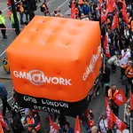 TUC's New Deal demo in central London, Saturday 12 May. GMB activists were marching for an end to zero hours contacts, an end to neglect of our public services and an end to Tory austerity.