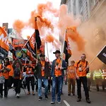 TUC's New Deal demo in central London, Saturday 12 May. GMB activists were marching for an end to zero hours contacts, an end to neglect of our public services and an end to Tory austerity.